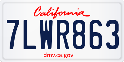 CA license plate 7LWR863