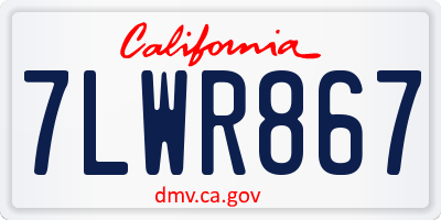 CA license plate 7LWR867