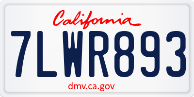 CA license plate 7LWR893