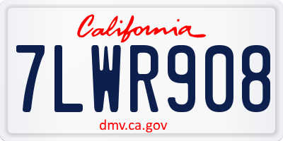 CA license plate 7LWR908