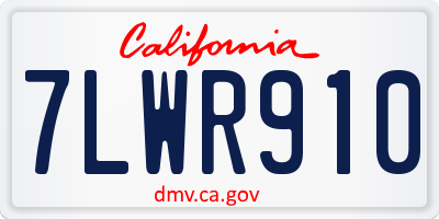 CA license plate 7LWR910