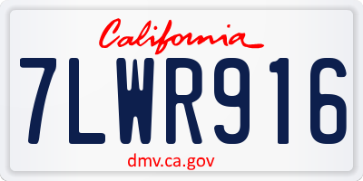 CA license plate 7LWR916