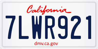 CA license plate 7LWR921