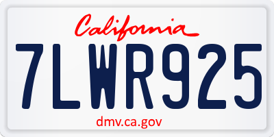 CA license plate 7LWR925