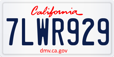 CA license plate 7LWR929
