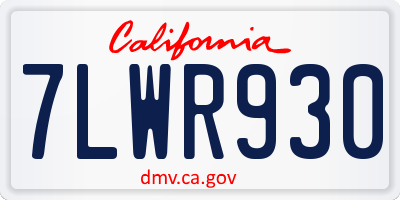 CA license plate 7LWR930
