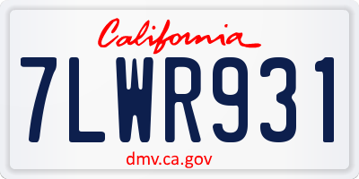 CA license plate 7LWR931