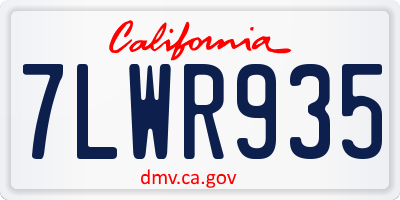 CA license plate 7LWR935