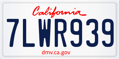 CA license plate 7LWR939