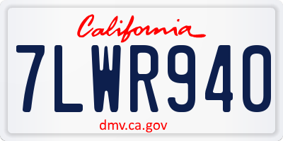 CA license plate 7LWR940