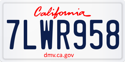CA license plate 7LWR958
