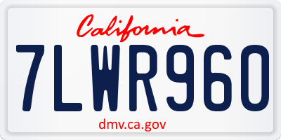 CA license plate 7LWR960
