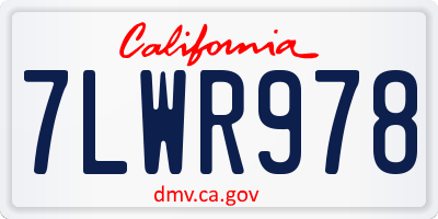 CA license plate 7LWR978