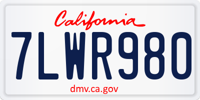 CA license plate 7LWR980