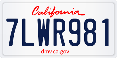 CA license plate 7LWR981