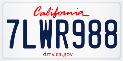CA license plate 7LWR988