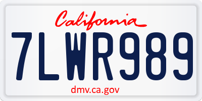 CA license plate 7LWR989