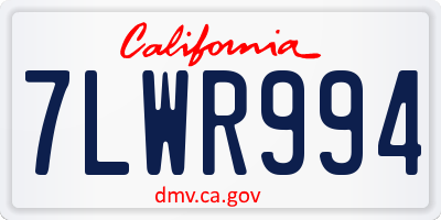 CA license plate 7LWR994