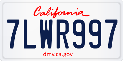 CA license plate 7LWR997
