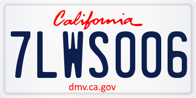 CA license plate 7LWS006