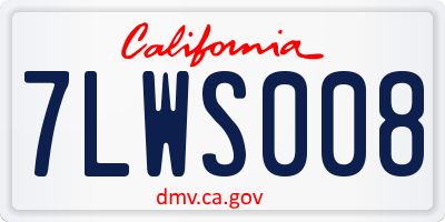 CA license plate 7LWS008