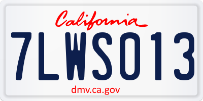 CA license plate 7LWS013