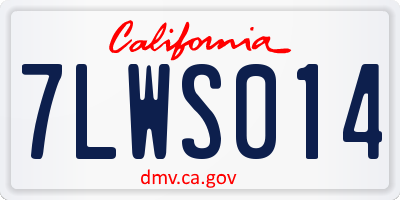 CA license plate 7LWS014