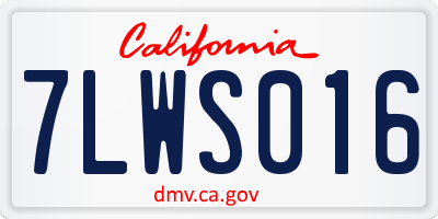 CA license plate 7LWS016