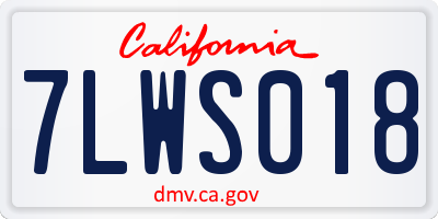 CA license plate 7LWS018