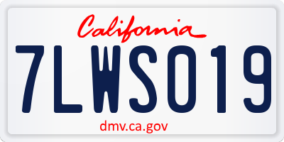 CA license plate 7LWS019