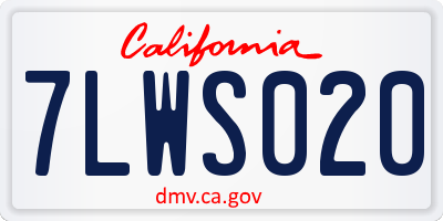 CA license plate 7LWS020