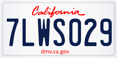 CA license plate 7LWS029