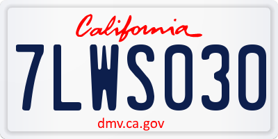 CA license plate 7LWS030