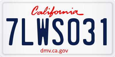 CA license plate 7LWS031