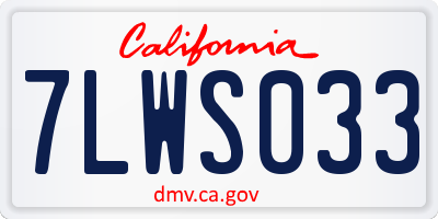 CA license plate 7LWS033