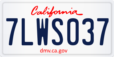CA license plate 7LWS037