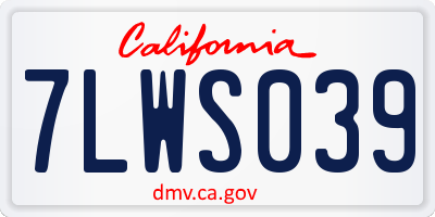 CA license plate 7LWS039
