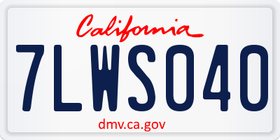 CA license plate 7LWS040
