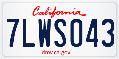 CA license plate 7LWS043