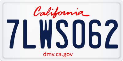 CA license plate 7LWS062