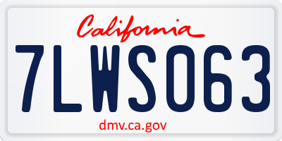 CA license plate 7LWS063