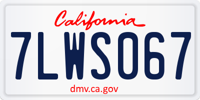CA license plate 7LWS067