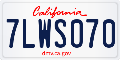 CA license plate 7LWS070