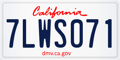 CA license plate 7LWS071