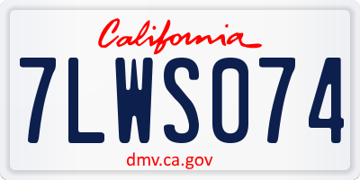 CA license plate 7LWS074
