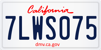 CA license plate 7LWS075