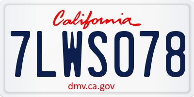 CA license plate 7LWS078