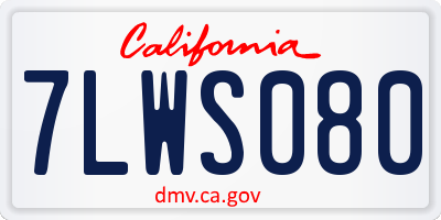 CA license plate 7LWS080