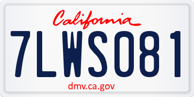 CA license plate 7LWS081