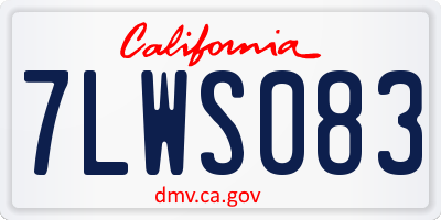CA license plate 7LWS083